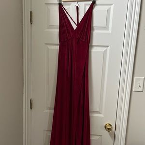 Small Red Velvet Maxi Dress with Open Back